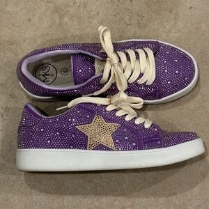 MKS Size 6 Ladies Mardi Gras Shoes Purple with Silver Rhinestones and Gold Star